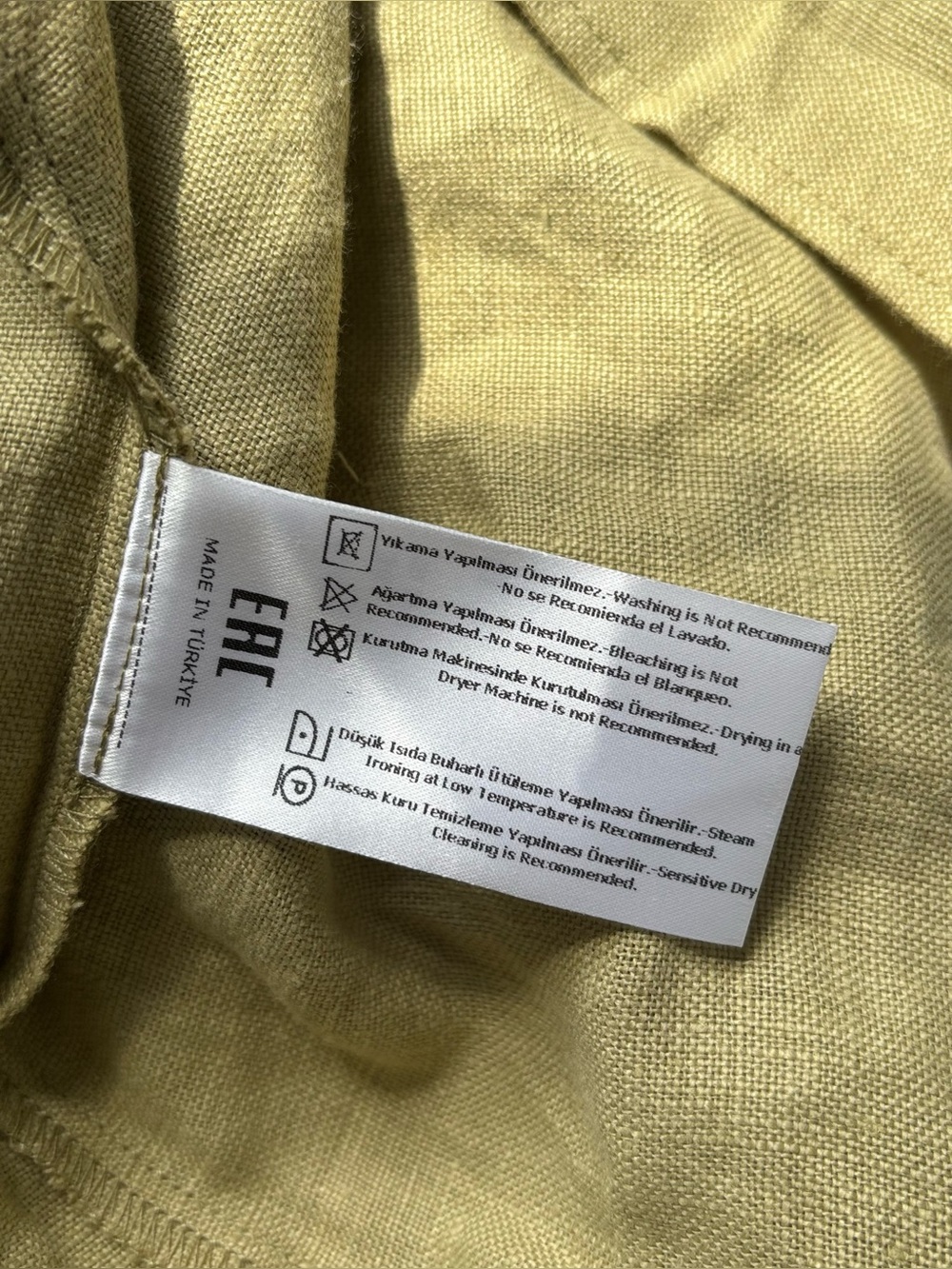 NOCTURNE 100% Linen Beaded Back Mini Dress Olive Green Women's S Quiet Luxury - Picture 14 of 14